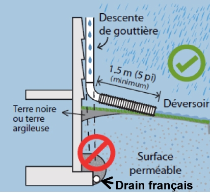 Gouttiere et accumulation d'eau, pourquoi ne pas ajouter un drain a vos  descentes de gouttieres